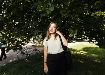 Vasemmistoliiton puheenjohtaja Li Andersson kuvattuna SuomiAreena-tapahtumassa Porissa.