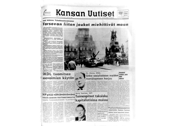 Kansan Uutisten etusivu 22.8.1968