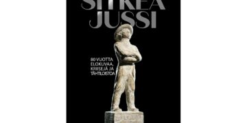 Sitkeä Jussi -kirjan kannessa Ben Renvallin suunnittelema Jussi-patsas.