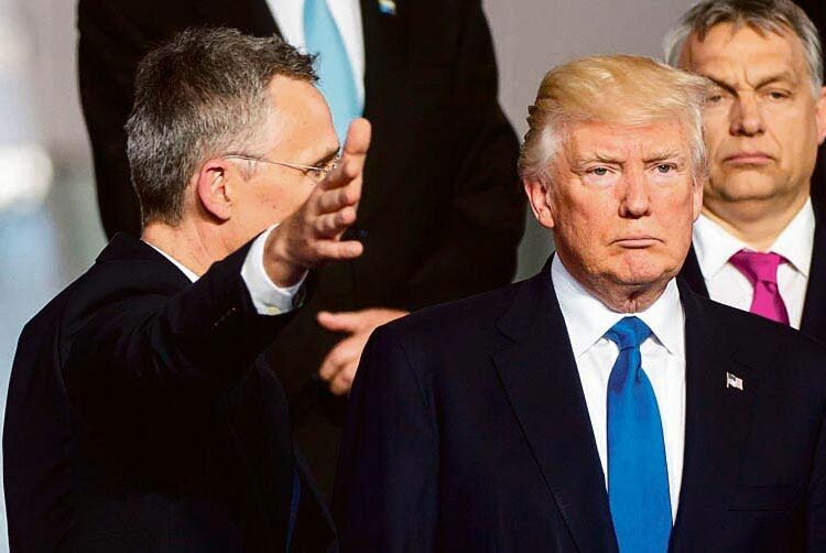 Naton pääsihteeri Jens Stoltenberg ja USA:n presidentti Donald Trump.