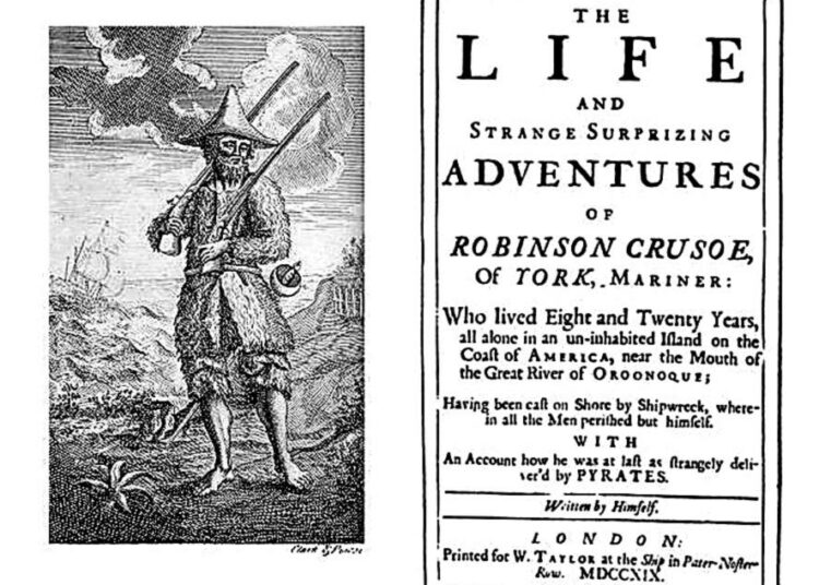 Robinson Crusoen ensipainos ilmestyi 25. 4. 1719. Romaanista tuli huikea menestys. Siitä otettiin vuoden loppuun mennessä kolme lisäpainosta ja 1800-luvun loppuun mennessä siitä tuli länsimaisen kirjallisuuden levinnein teos.