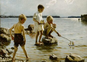 Albert Edelfelt: Leikkiviä poikia rannalla.