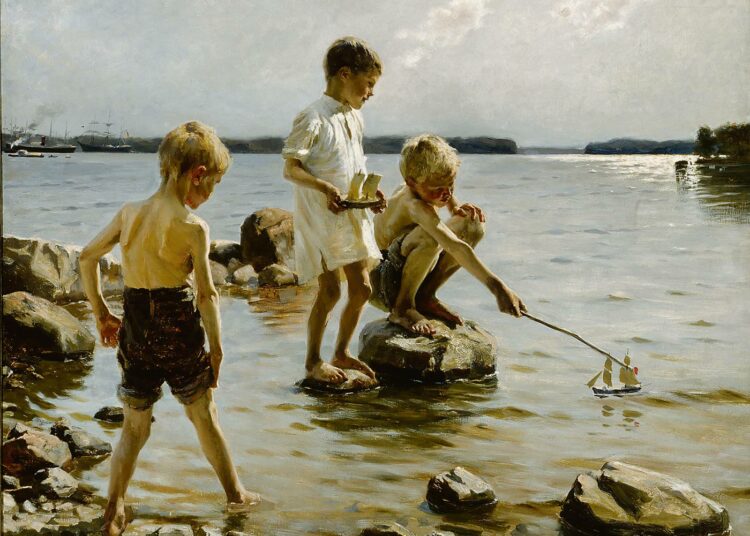 Albert Edelfelt: Leikkiviä poikia rannalla.