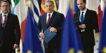 Unkarin pääministeri Viktor Orbán EU-johtajien huippukokouksessa Brysselissä viime viikon torstaina.