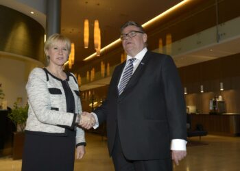 Uusi ulkoministeri Timo Soini teki ensimmäisen virkamatkansa Ruotsiin, missä hän tapasi kollegansa Margot Wallströmin.