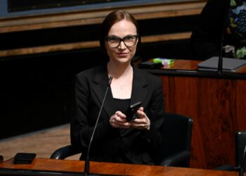 Vasemmistoliiton puheenjohtaja Minja Koskela.