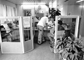 Kelan toimisto Tuusulassa vuonna 1995. Tuusula oli yksi kokeilukunnista.