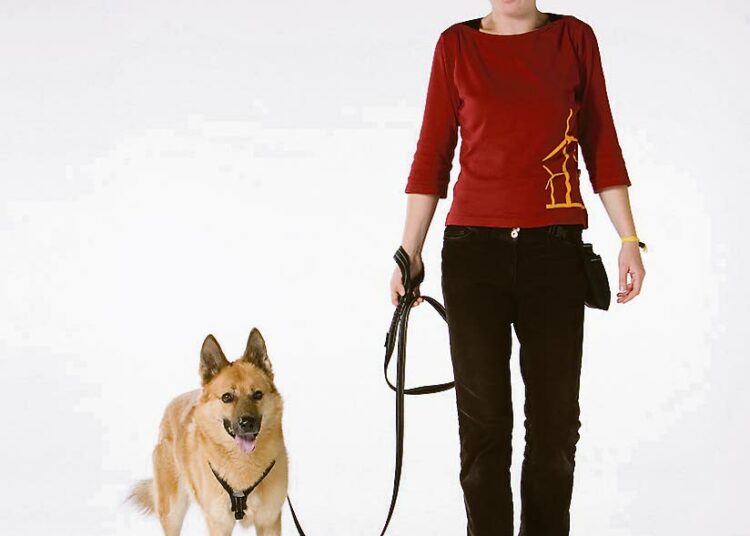 Miira Rauhamäki harjoittelee kouluttamista usein myös oman Rusko-koiransa kanssa.
