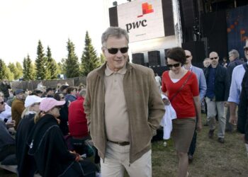 Tasavallan presidentti Sauli Niinistö ja rouva Jenni Haukio Pori Jazz -festivaalilla heinäkuussa.