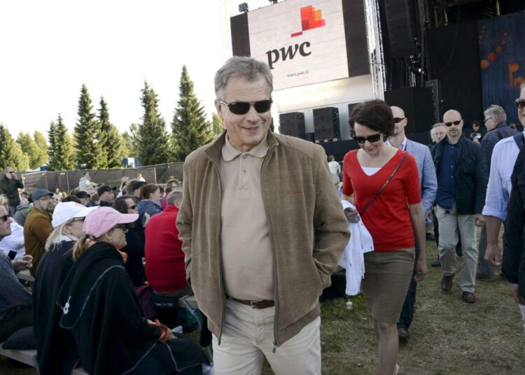 Tasavallan presidentti Sauli Niinistö ja rouva Jenni Haukio Pori Jazz -festivaalilla heinäkuussa.