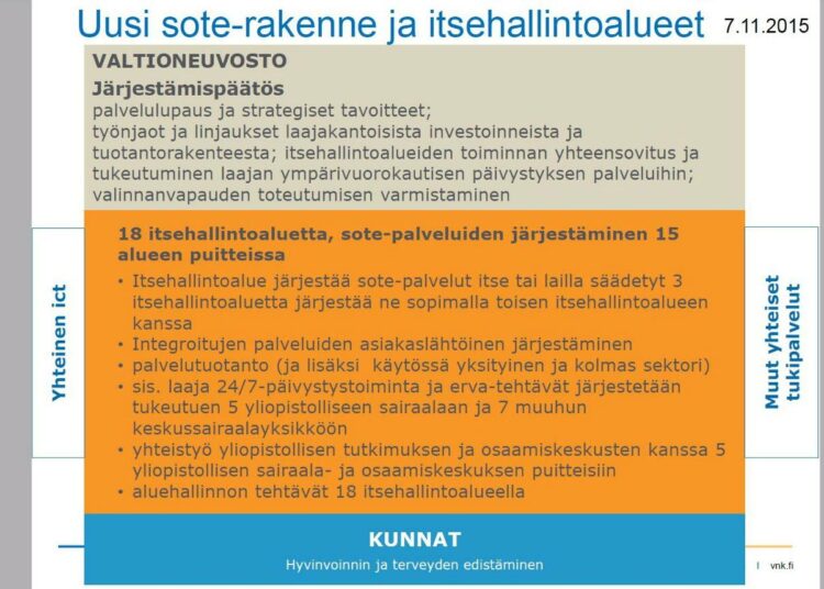 Näin hallitus tiedotti sote-ratkaisusta lauantaina aamuyöllä. Yksityiskohdista on luvassa lisätietoa maanantaina päivällä.