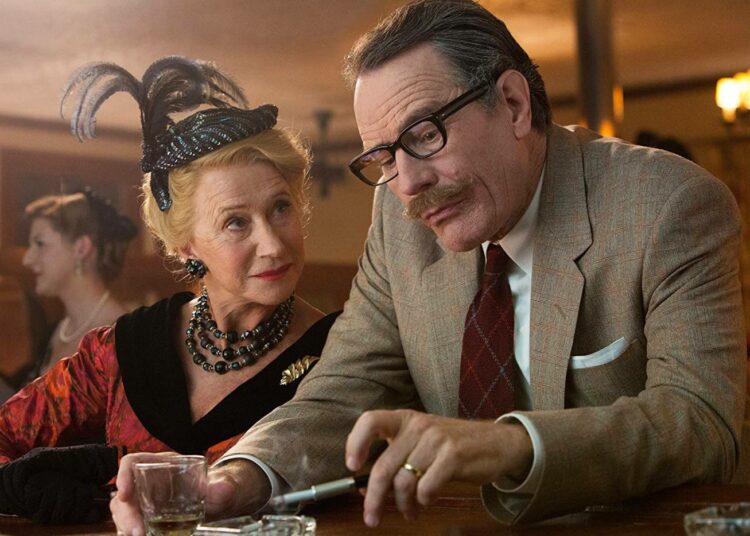 Juorutäti Hedda Hopper (Helen Mirren) ja käsikirjoittaja Dalton Trumbo (Bryan Cranston) tosipohjaisessa Hollywood-historiikissa.