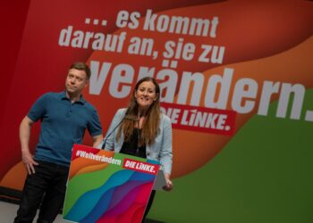 Saksan vasemmistopuolueen Die Linken puheenjohtajat Martin Schirdewan ja Janine Wissler.