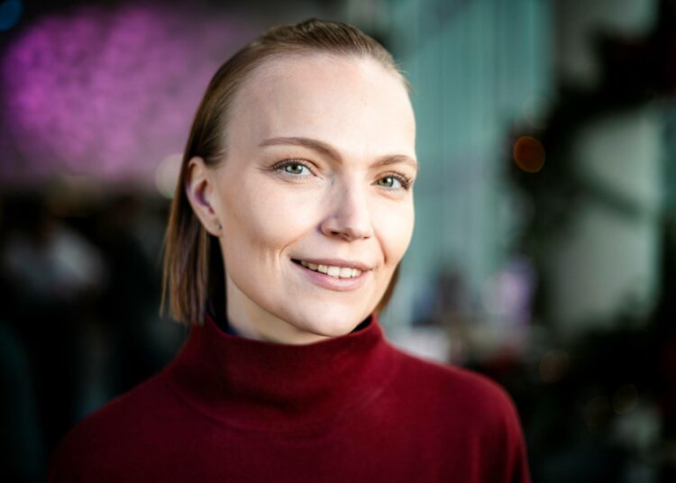 Vasemmistoliiton puheenjohtaja Minja Koskela puhui Työväen vappujuhlassa Helsingissä perjantaina.