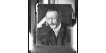 Mikael Lybeck (1864–1925). Hugo Simbergin valokuva hänen itsensä maalaamasta muotokuvasta vuodelta 1905.