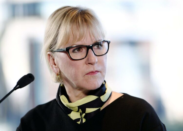 Ruotsin ulkoministeri Margot Wallström Helsingissä torstaina.