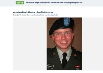 Bradley Manningin kuva hänen tuekseen perustetulla Facebook-sivulla.