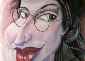 Teppo Järven tekemä karikatyyri Sofi Oksasesta.