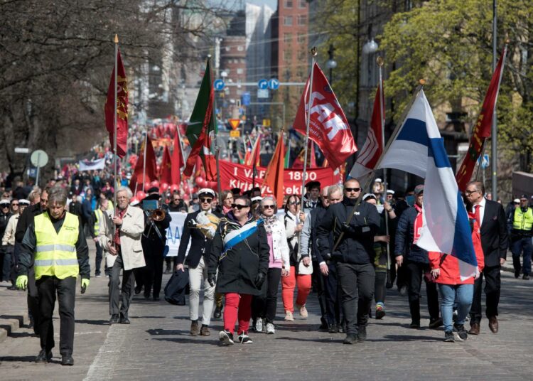 Vappuna marssittiin Helsingissä vuonna 2019.
