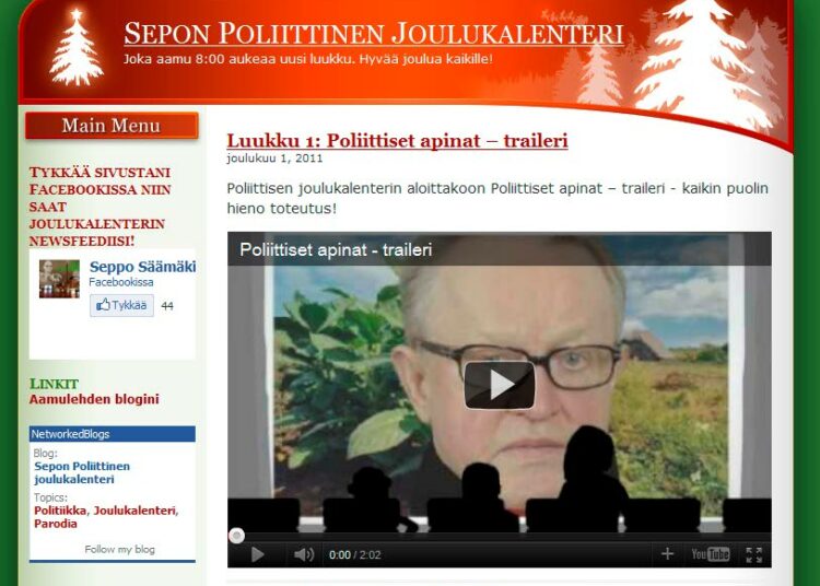 Poliittisen videojoulukalenterin ensimmäinen luukku avautui.