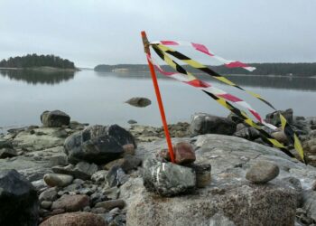 Airisto-Velkuan kalastusalueen työntekijät ovat pystyttäneet häirintälippuja Taivassaloon