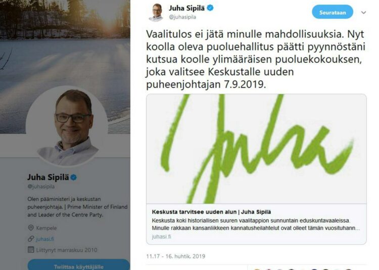 Näin Juha Sipilä ilmoitti luopuvansa keskustan johdosta syyskuussa.
