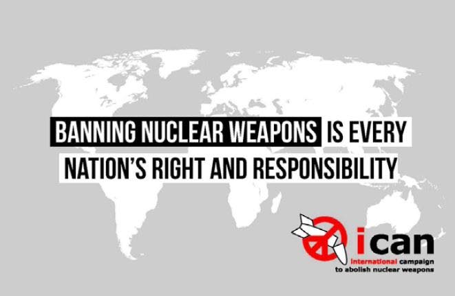 Ydinaseiden kieltäminen on jokaisen kansakunnan oikeus ja velvollisuus, muistuttaa ydinaseriisuntaa edistävien kansalaisjärjestöjen liittouma ICAN.