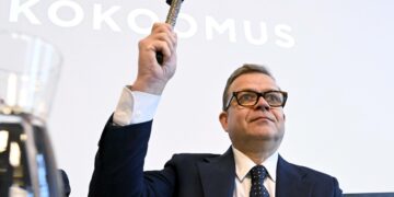 Petteri Orpo kokoomuksen puoluehallituksen kokouksessa huhtikuussa.