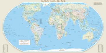 Equal Earth -maailmankartassa kaikki maat ja maanosat ovat oikeassa koossaan suhteessa toisiinsa.