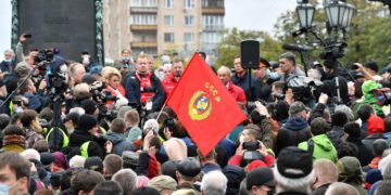 Kommunistinen puolue osoitti mieltä vaalitulosta vastaan Moskovassa syyskuun lopulla.