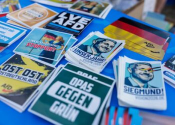 Äärioikeistolaisen AfD-puolueen mainoksia Saksi-Anhaltin osavaltiossa. Puolueen kärkiehdokas on Ulrich Siegmund.