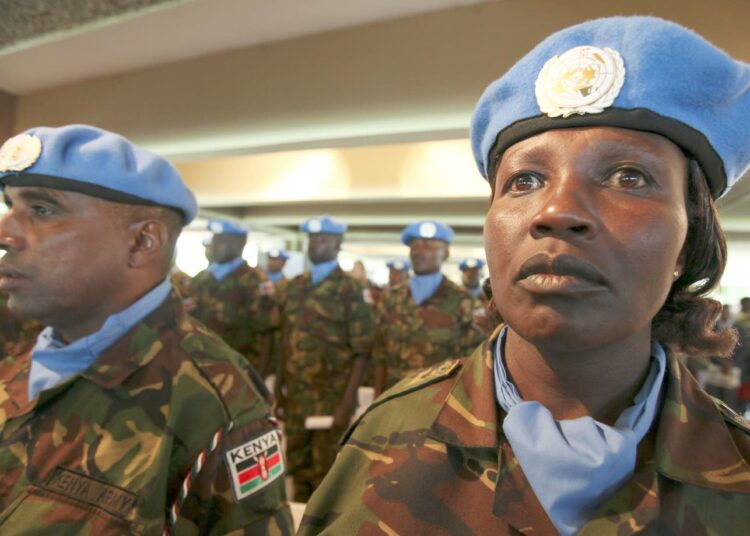 Kenialaiset YK:n rauhanturvaajat kuvattiin Nairobissa kansainvälisenä YK:n rauhanturvaajien päivänä vuonna 2010.