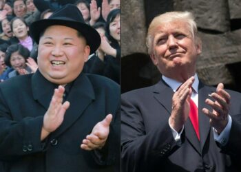Kim Jong Un ja Donald Trump kombokuvassa.