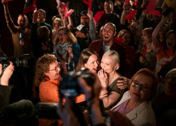 Vasemmistoliitto juhli vaalivoittoa kunta- ja aluevaaleissa huhtikuussa 2025.