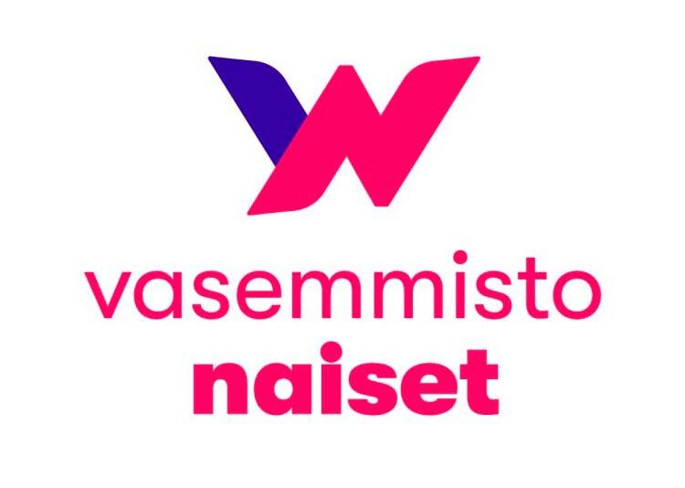 Uusi logo symboloi Vasemmistoa ja Naisia. Merkki muistuttaa W-kirjainta, kuten sanassa Women.