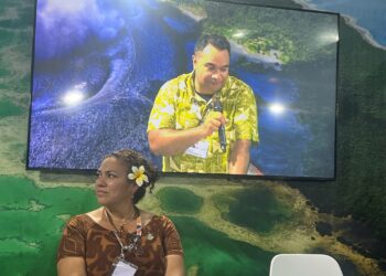 Tyynenmeren yhteisön ilmastonmuutoksen ja kestävyyden johtaja Coral Pasisi Belémin ilmastokokouksessa. Kuva: