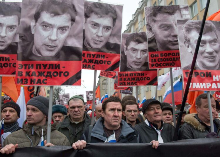Boris Nemtsovin muistomarssi sunnuntaina Moskovassa.