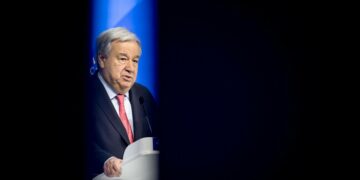 YK:n pääsihteeri Antonio Guterres puhui Maailman talousfoorumissa Davosissa tammikuussa 2024.