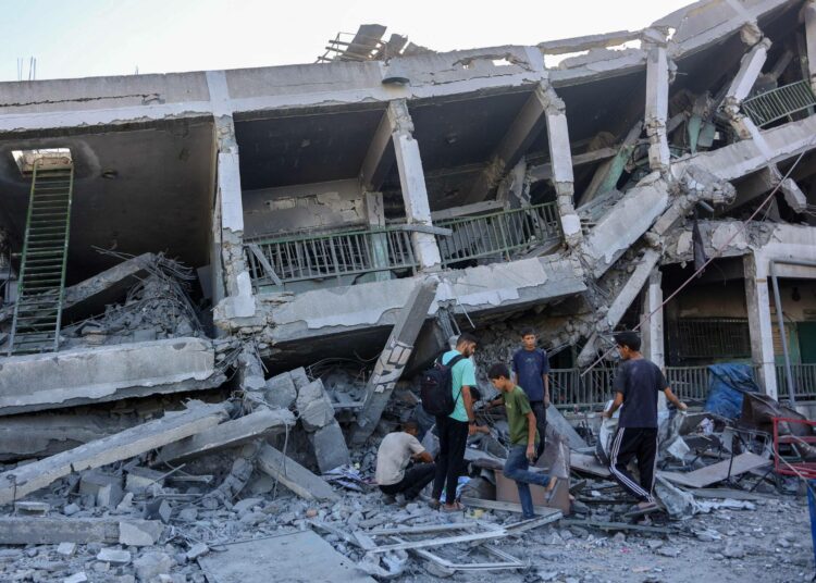 Israelin tuhoama koulu Gazan kaupungissa.
