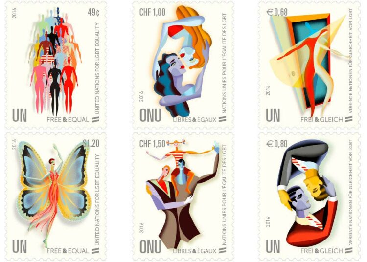 Kuuden tyylitellyn postimerkin sarja on herättänyt närää konservatiivisissa piireissä.
