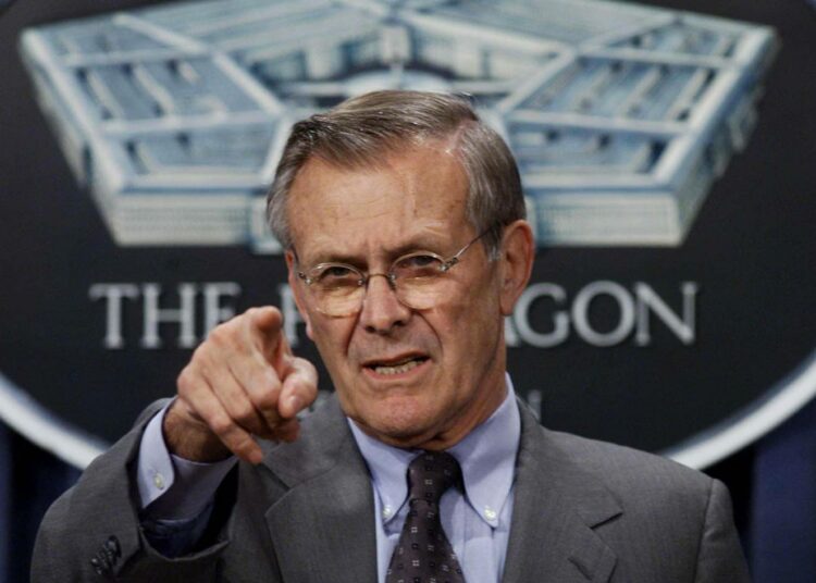 Donald Rumsfeld ei koskaan katunut tai pahoitellut Irakin sotaa ja sen nimissä tehtyä väkivaltaa.