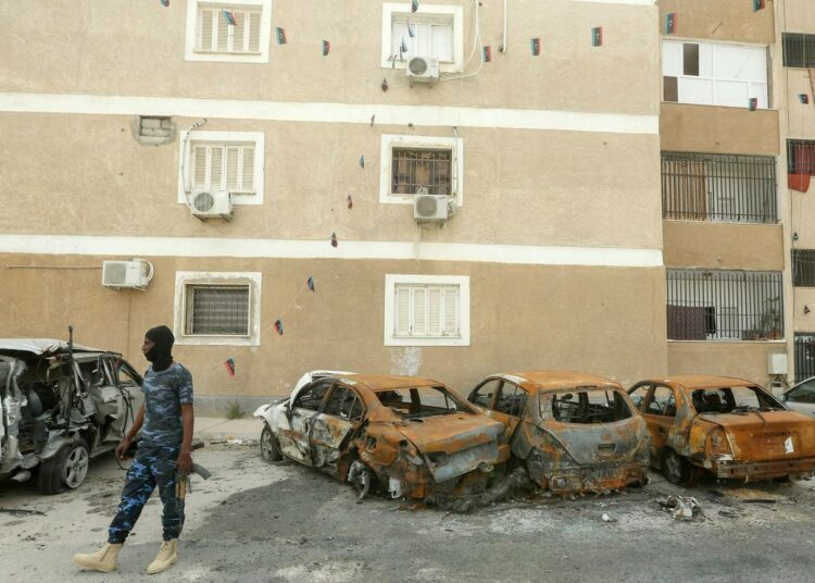 Taistelujen jälkiä Bab Bin Ghashirin kaupunginosassa Tripolissa.