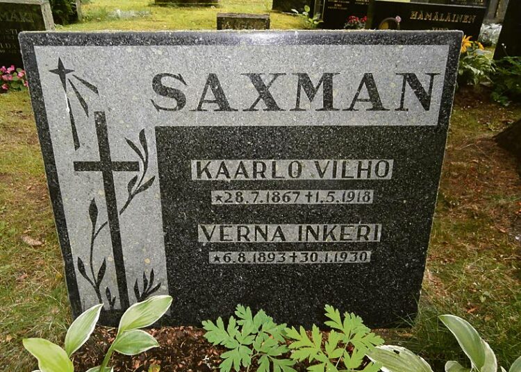 Räätäli Halmeena pidetyn Kaarlo Saxmanin hauta löytyy Urjalan hautausmaalta