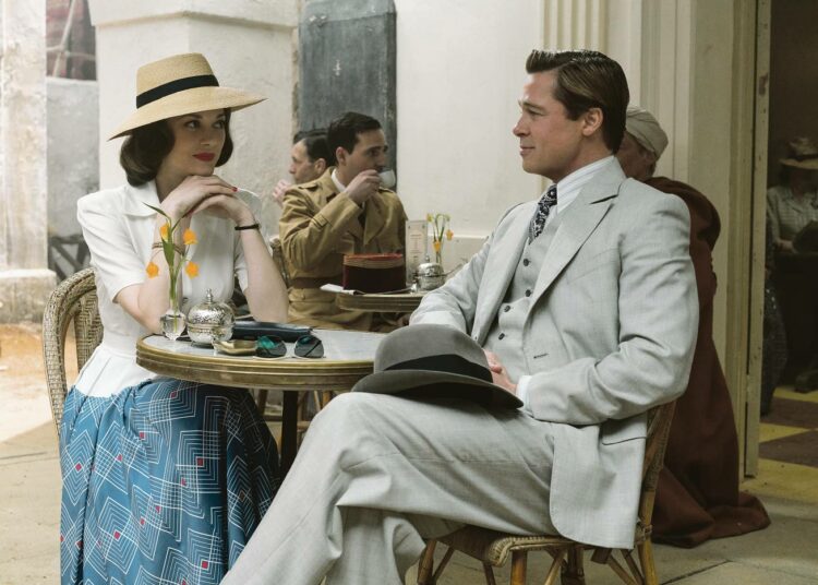 Romanttista trilleriä tähdittävät Marion Cotillard ja Brad Pitt.