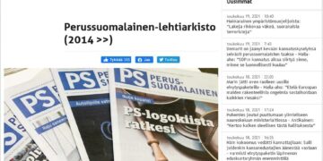 Kirjoittaja on tutustunut Perussuomalainen-lehteen. Kuvakaappaus lehden verkkosivustolta.