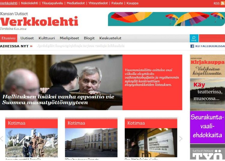 Kansan Uutisia ja muita verkkolehtiä luetaan ahkerasti.