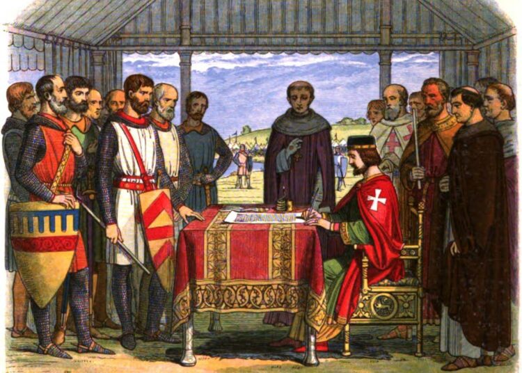 Näin näki Magna Cartan allekirjoittamisen taiteilija James Doyle vuonna 1864.
