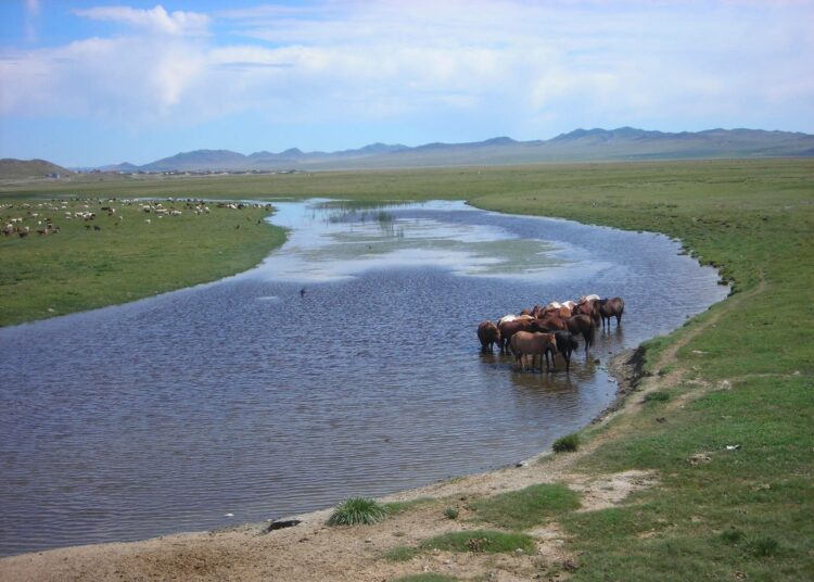 Mongolian vuoristojen jäät sulavat, ja joet sekä järvet kuivuvat, mikä vaarantaa maan energia- ja ruokaturvan. Kuva: Michelle Tolson/IPS