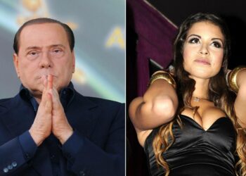 Pääministeri Silvio Berlusconi ja marokkolaissyntyinen tanssijatar ”Ruby Rubacuori” eli Karima el Mahroug.
