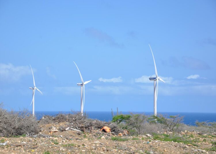 Tuulivoimapuisto Curaçaossa. Karibian valtiot tuottavat maailman hiilidioksidipäästöistä murto-osan, mutta joutuvat kohtaamaan ilmastonmuutoksen rajuimmat seuraukset. Siirtyminen kohti uusiutuvaa energiaa näyttää esimerkkiä muulle maailmalle.